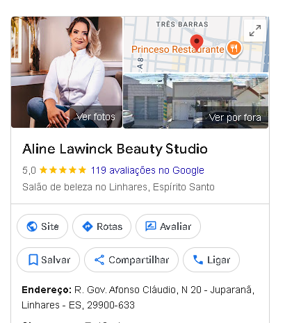 Registro de Aline Lawinck Beauty Studio · Google na pesquisa do Google