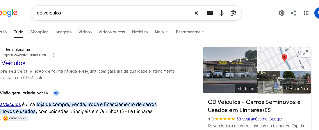 Registro de CD Veículos · Google na pesquisa do Google