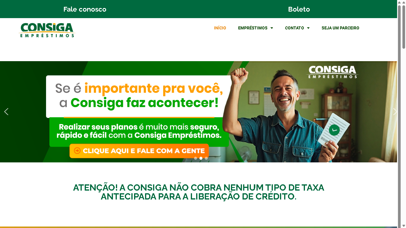 Página inicial de Consiga Empréstimos
