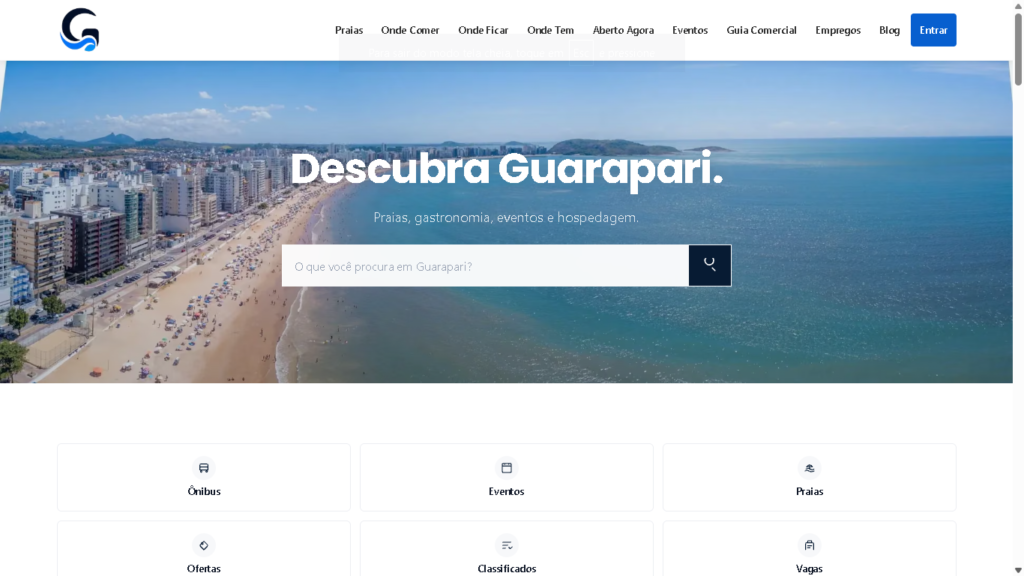Página inicial de Guia de Guarapari