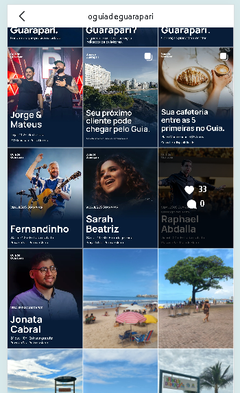 Publicações do perfil Guia de Guarapari · redes sociais