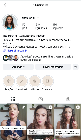 Perfil de Tita Serafim · redes sociais